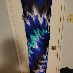 Vibrant Asymmetrical Blue and Black Dress